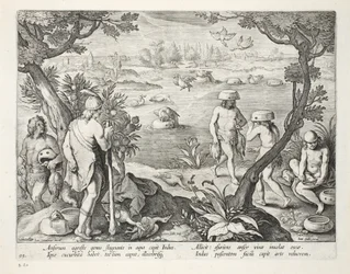 Indische Methode, Gänse im flachen Wasser zu fangen, indem man einen Kürbis auf ihren Kopf setzt und oben ein Köderfutter anbringt, Tafel 94, Illustration aus 